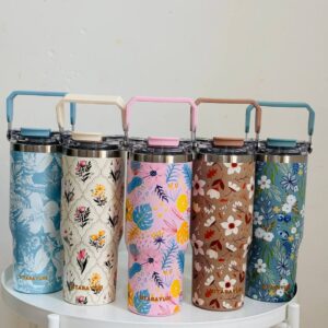 تراول ماگ دسته دار سیتارا مدل گلدار ۹۰۰ میل