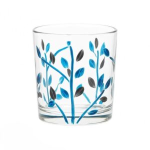 لیوان ۶ عددی شیشه ای طرح برگ آبی ۳۰۰ میل